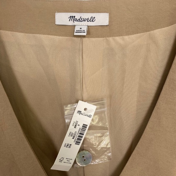 Madewell Women's Vest Top Size 8 Tan Brown Sleeveless Button Front Career - Picture 4 of 6